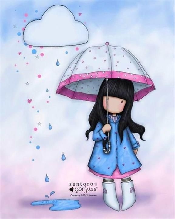 Рисунок девочки с зонтом 016