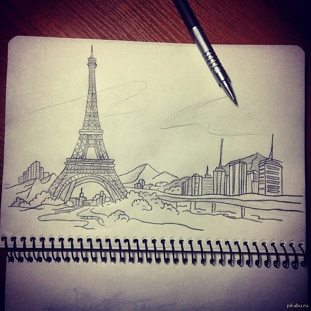 Рисунок парижа карандашом 020