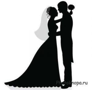Черно белый рисунок жених и невеста 001