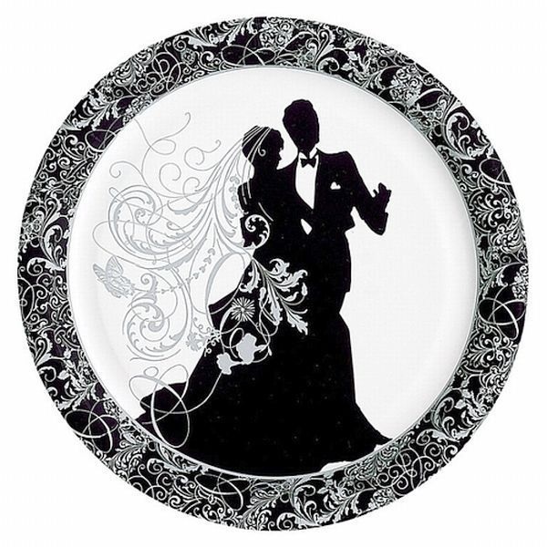 Черно белый рисунок жених и невеста 026