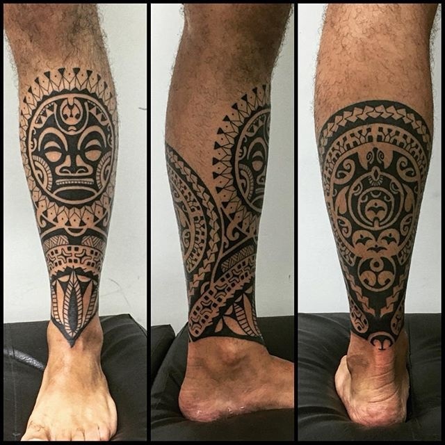 Эскизы тату маори на ноге 020