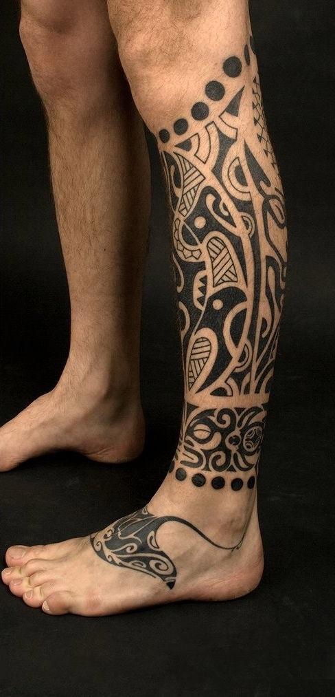 Эскизы тату маори на ноге 021