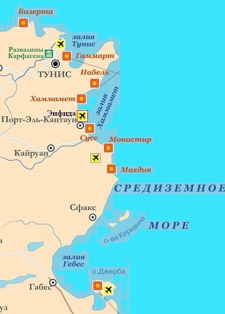 Карта туниса с достопримечательностями на русском - 94 фото