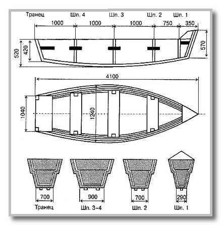 Схема деревянной лодки