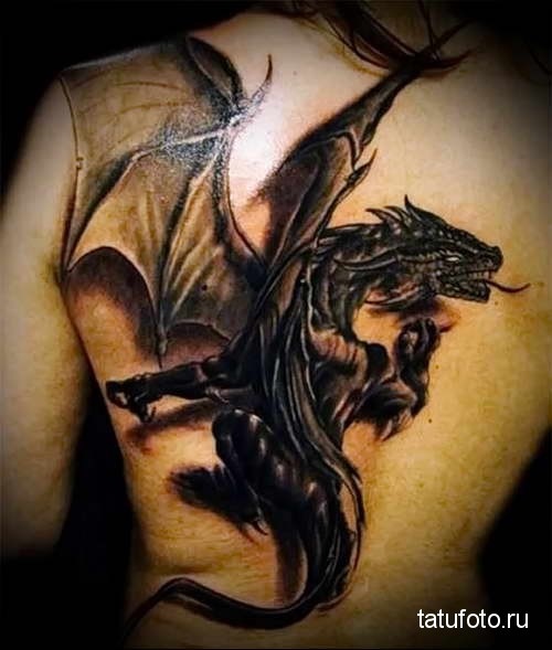 Тату на спину для мужчин дракон красивый