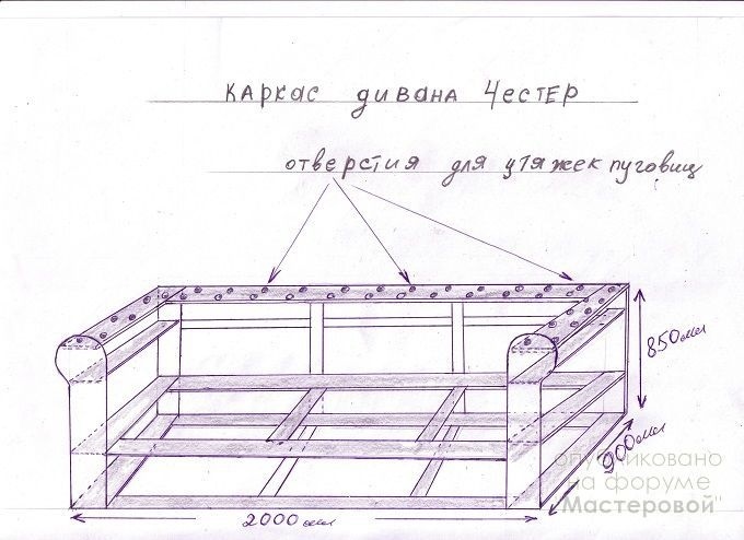 Кресло честер чертеж