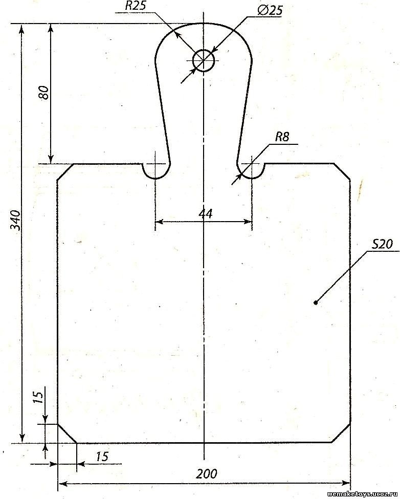 Чертеж разделочной доски 5 класс с размерами