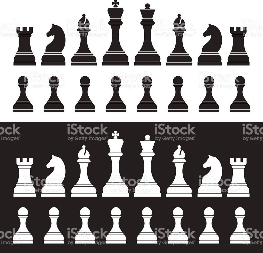 Силуэты шахматных фигур с названиями