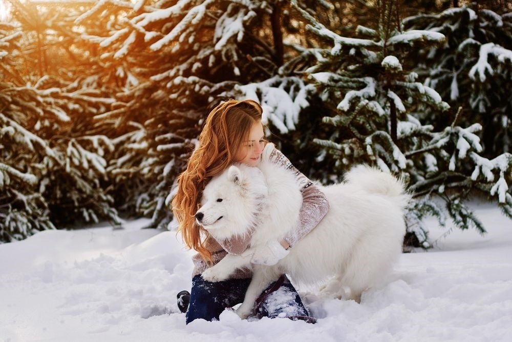 Фото рыжая девушка с собакой004