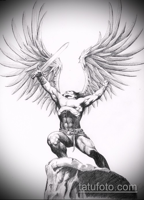 Эскиз архангела тату 013