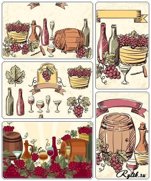 вино и виноград рисунок 014