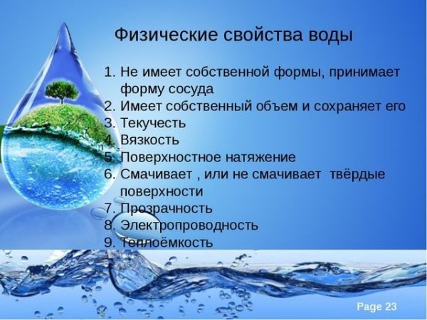 Картинка свойства воды