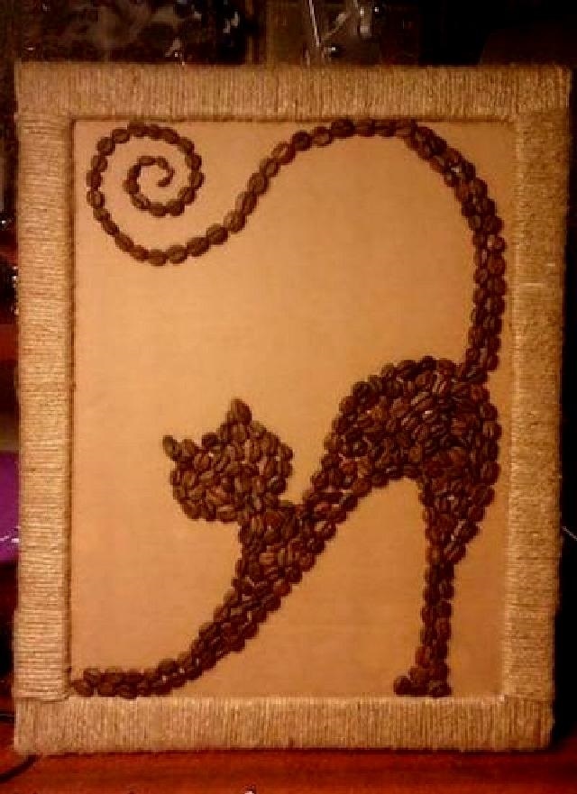 Кошки из кофейных зерен | Coffee bean art, Coffee crafts, Cat diy crafts