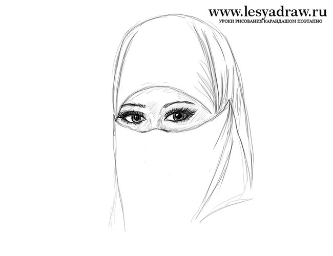 мусульманка рисунок карандашом 007