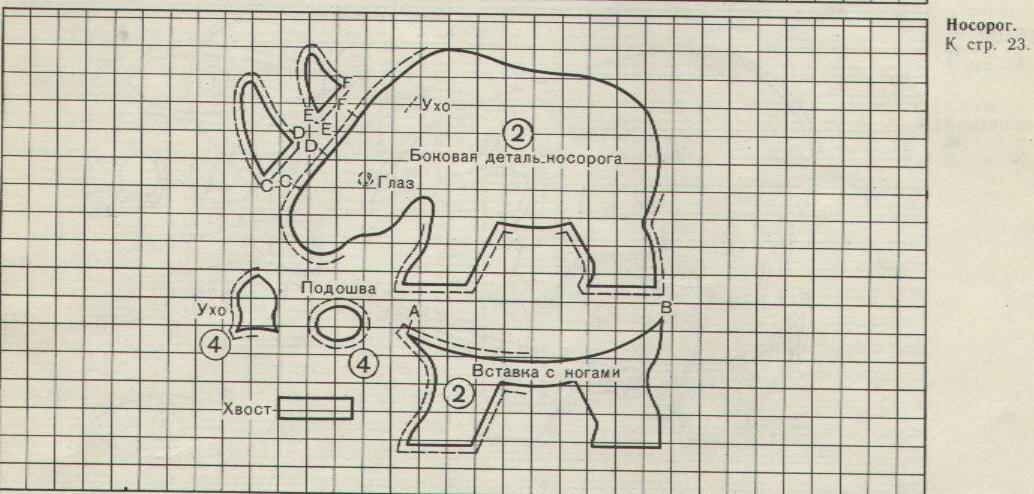Выкройка подушка носорог или бегемот