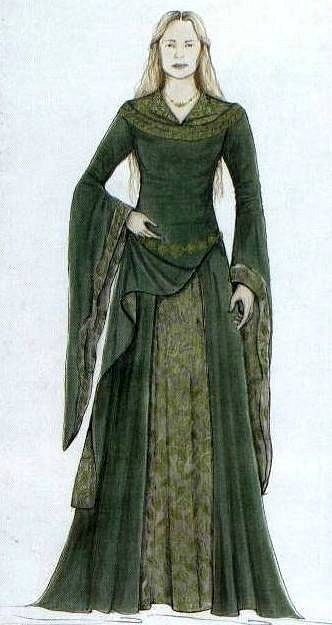 средневековое зеленое платье 020