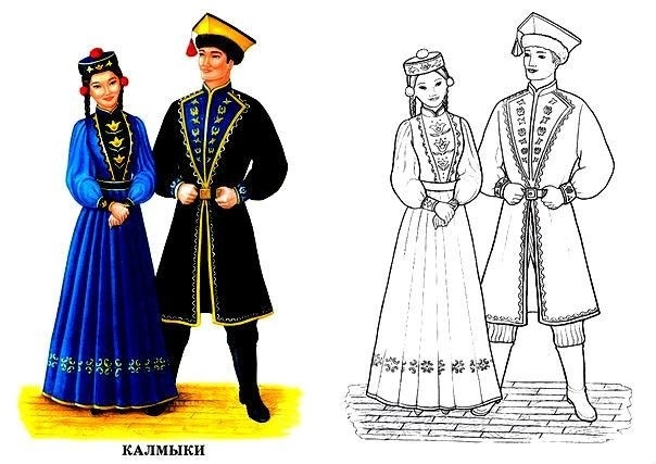 татарский национальный костюм раскраска 015