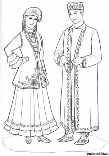 татарский национальный костюм раскраска 021
