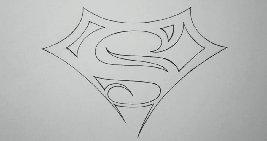 эскиз тату знак супермена 021