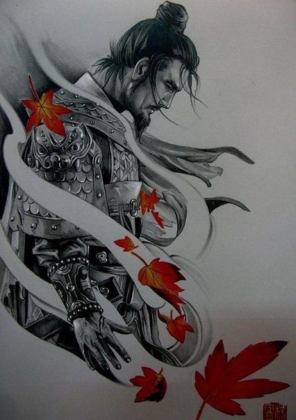 эскизы татуировок японские самураи 019