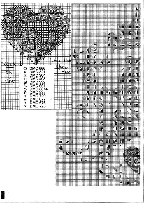 Схема для вышивки крестом ящерица