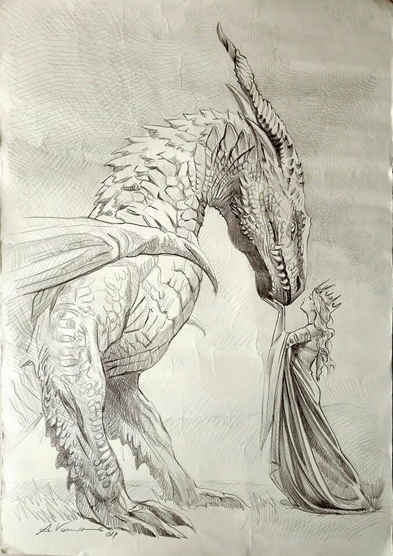 Картинки дракона карандашом для срисовки 005
