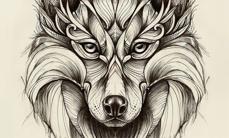 Эскиз татуировки волка 018