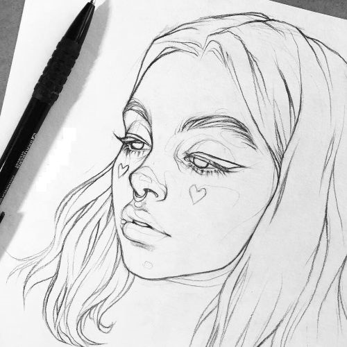 Рисунки лица девушек карандашом для срисовки 013