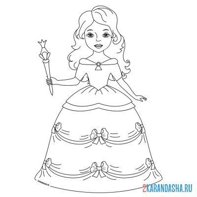 распечатать раскраски для девочек принцессы в красивых платьях 12