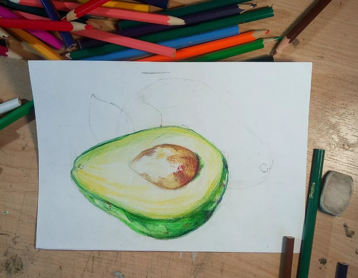 Авокадо карандашом
