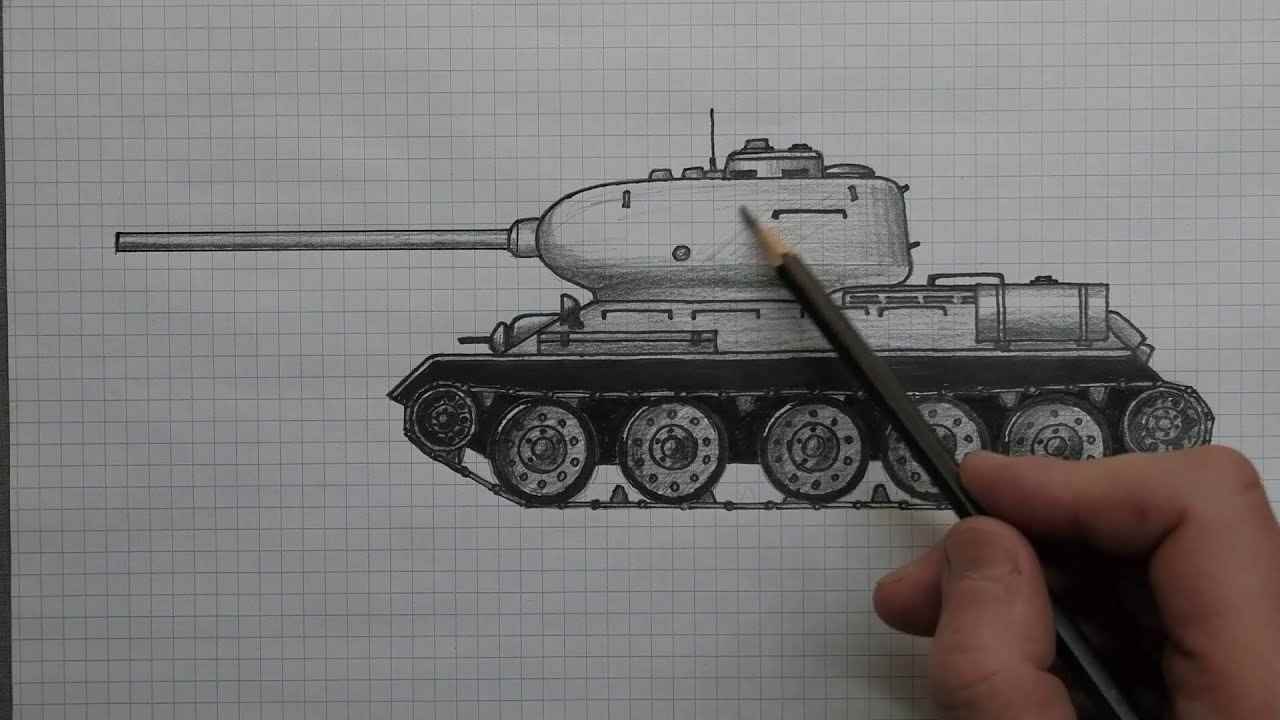 Легкий танк рисунок карандашом 13