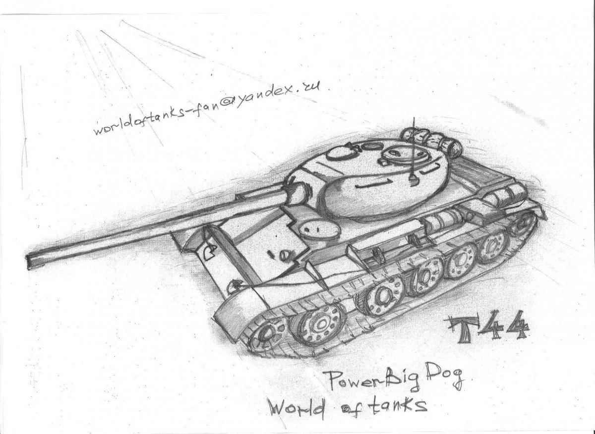 Легкий танк рисунок карандашом 15