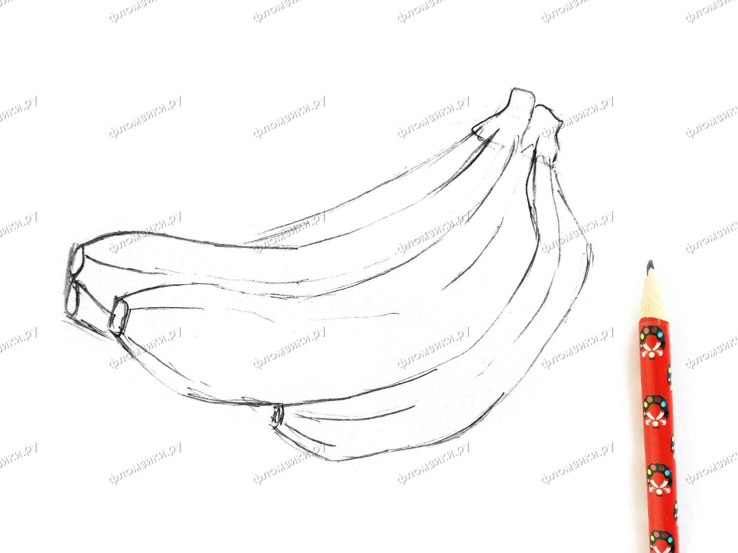 Лежащий банан рисунок карандашом