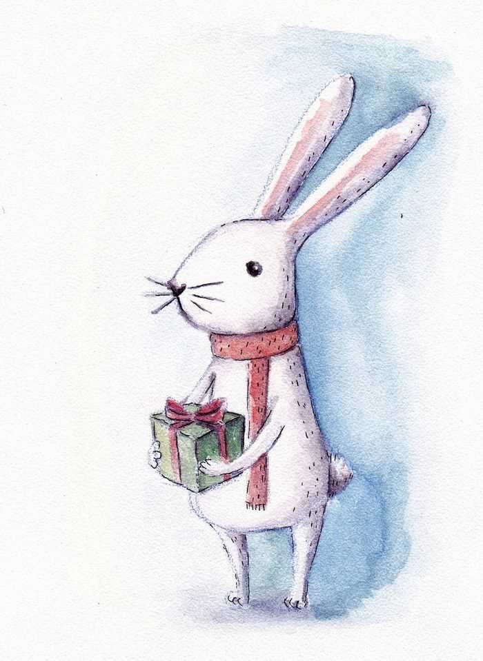 Новогодние открытки с кроликом 08