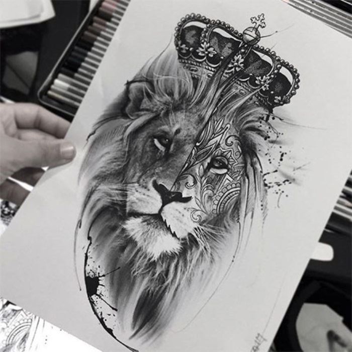 Королевские эскизы льва с короной 010