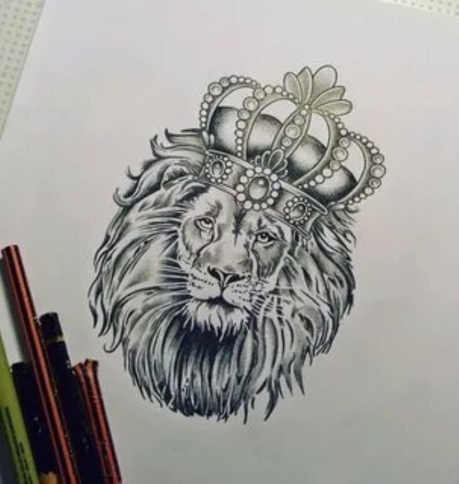 Королевские эскизы льва с короной 015