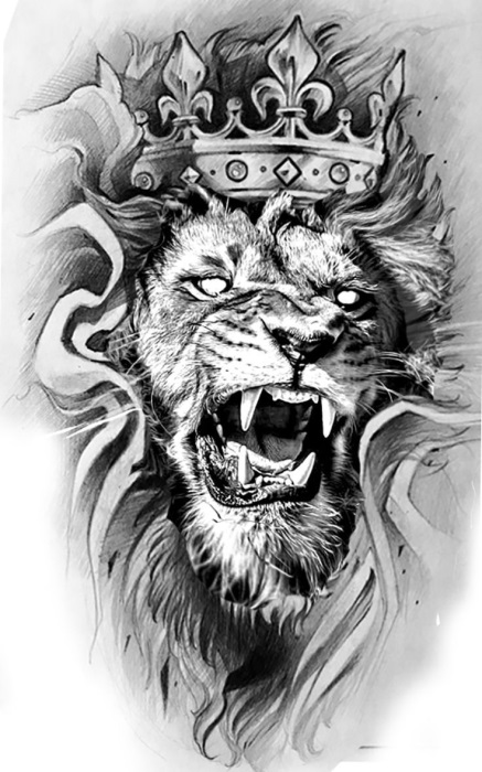 Королевские эскизы льва с короной 021