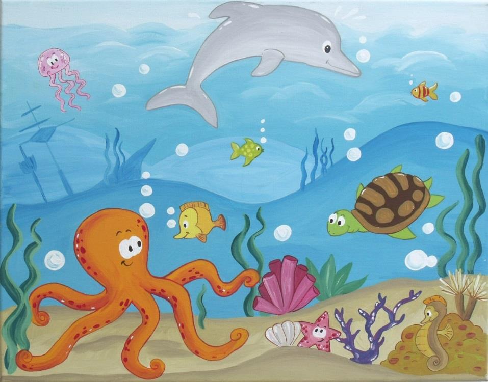 Красочные рисунки подводного мира для срисовки 002