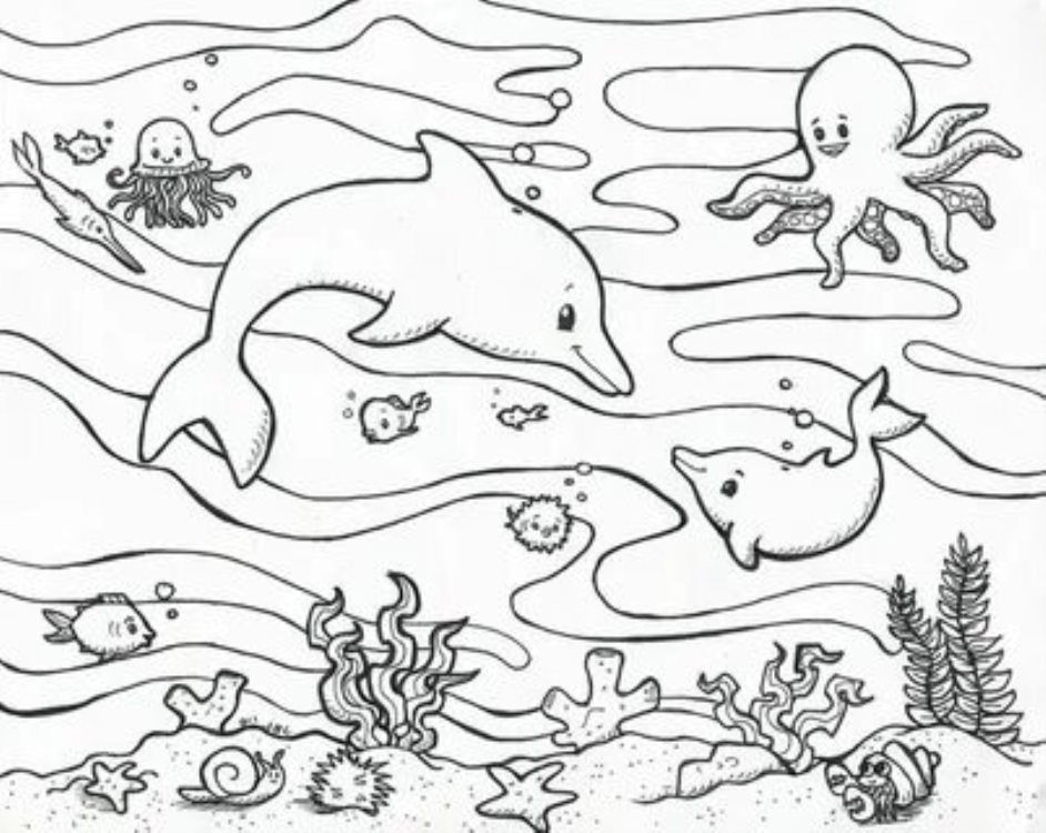 Красочные рисунки подводного мира для срисовки 009