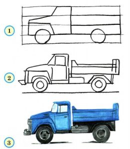 Массивные и мощные рисунки грузовых машин для срисовки 025