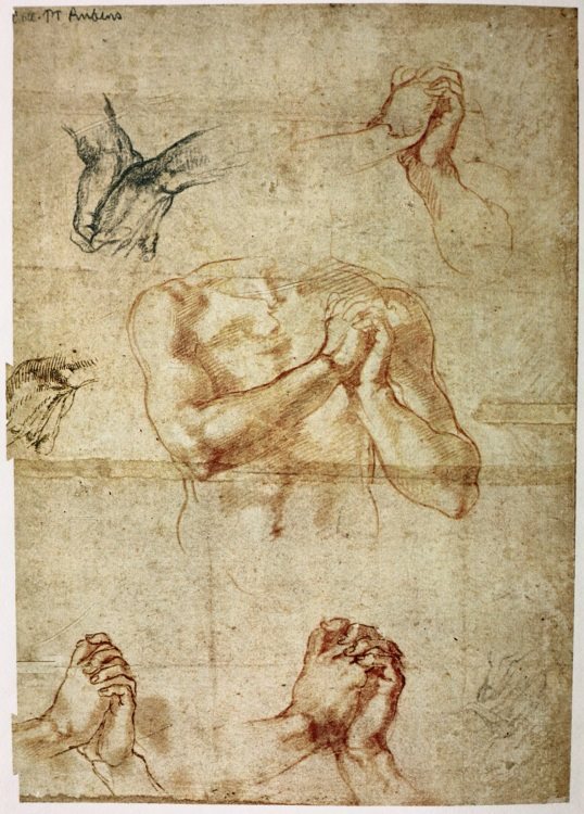 Наброски Микеланджело известных скульптур 001