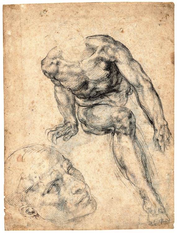 Наброски Микеланджело известных скульптур 014