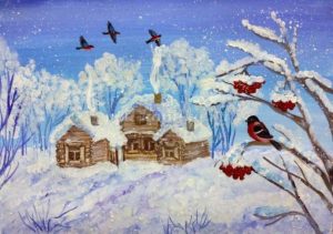 Прекрасные Рисунки зимнего пейзажа для срисовки, коллекция 023