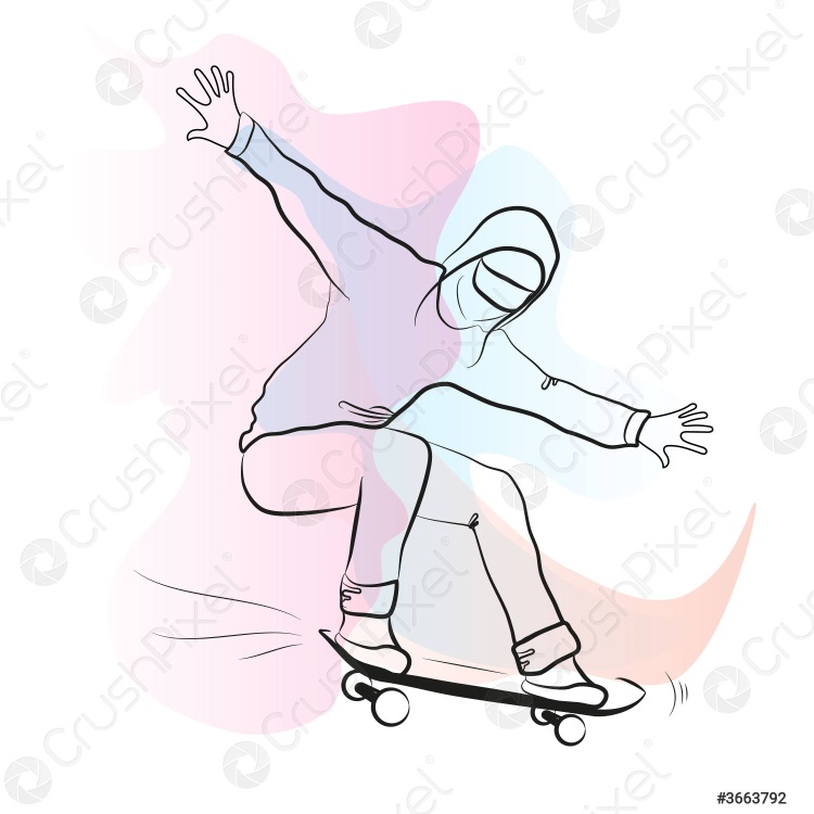 Прикольные Рисунки скейтбордистов для скетчбука 013