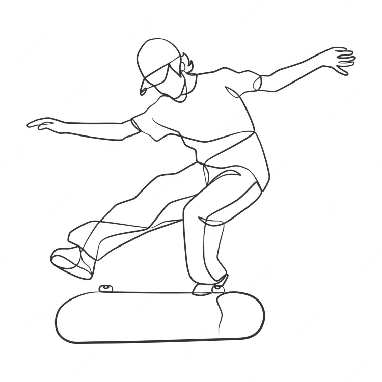Прикольные Рисунки скейтбордистов для скетчбука 022