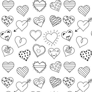 Разнообразные рисунки сердечек для срисовки, коллекция 020
