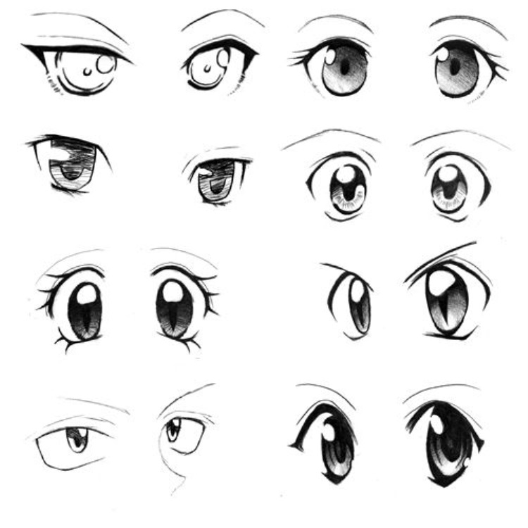Рисунки аниме глаз с цветовой гаммой для срисовки 017