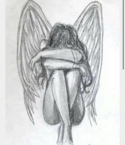 Светлые и атмосферные рисунки девушки ангела для срисовки 017