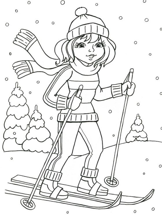 Спортивные Рисунки лыжников для срисовки 013