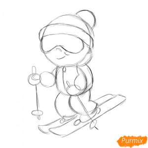 Спортивные Рисунки лыжников для срисовки 024